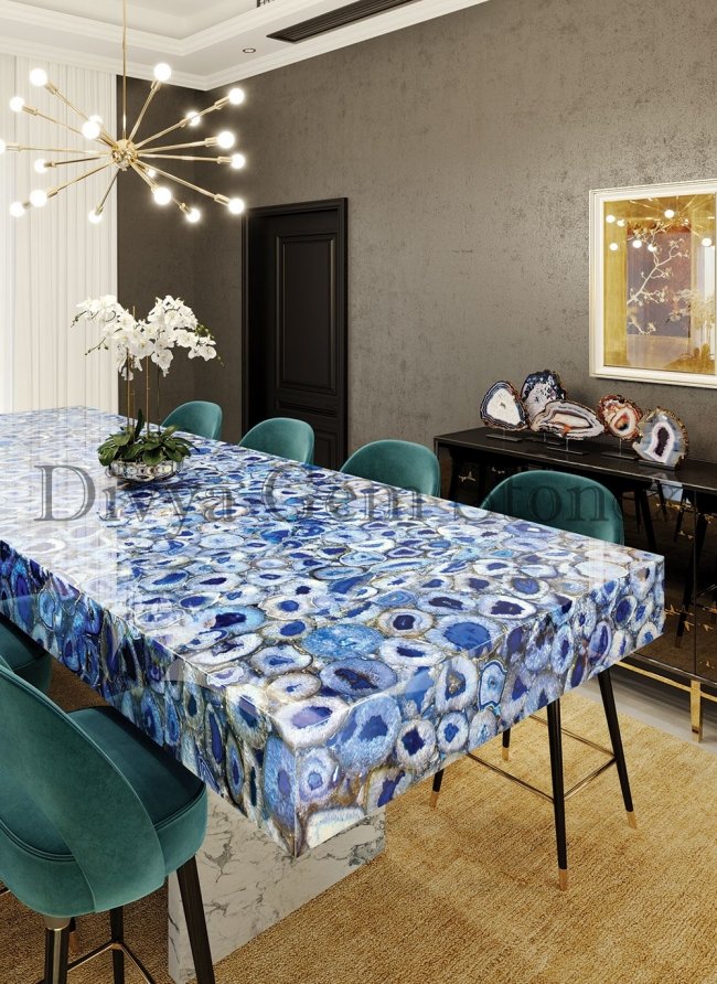 Blue Agate Dining Table Top