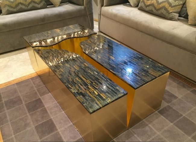 Blue Tiger Eye Coffee Table