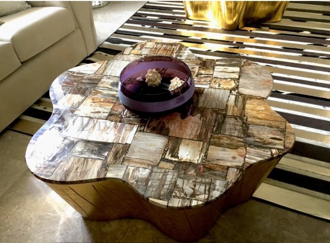 Retro Petrified Wood Tea Table